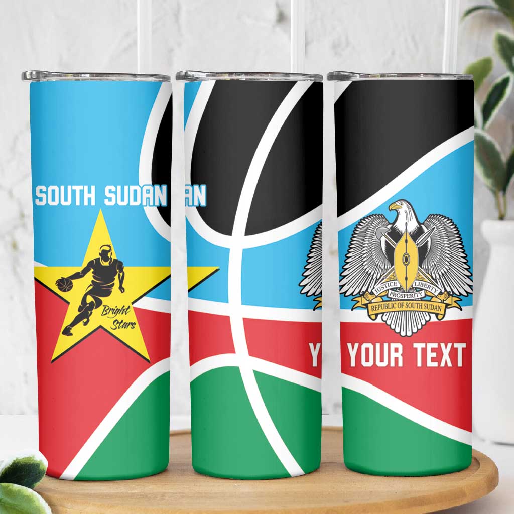 Afro Basketball Custom South Sudan Skinny Tumbler Come On Bright Stars LT14