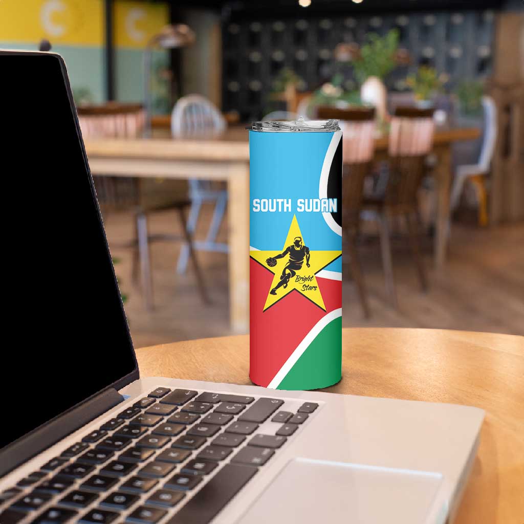 Afro Basketball Custom South Sudan Skinny Tumbler Come On Bright Stars LT14