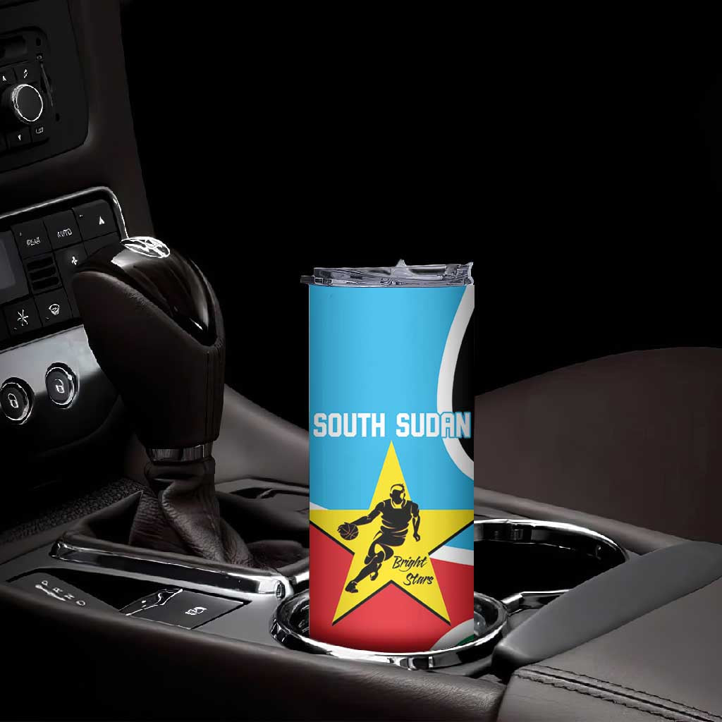 Afro Basketball Custom South Sudan Skinny Tumbler Come On Bright Stars LT14