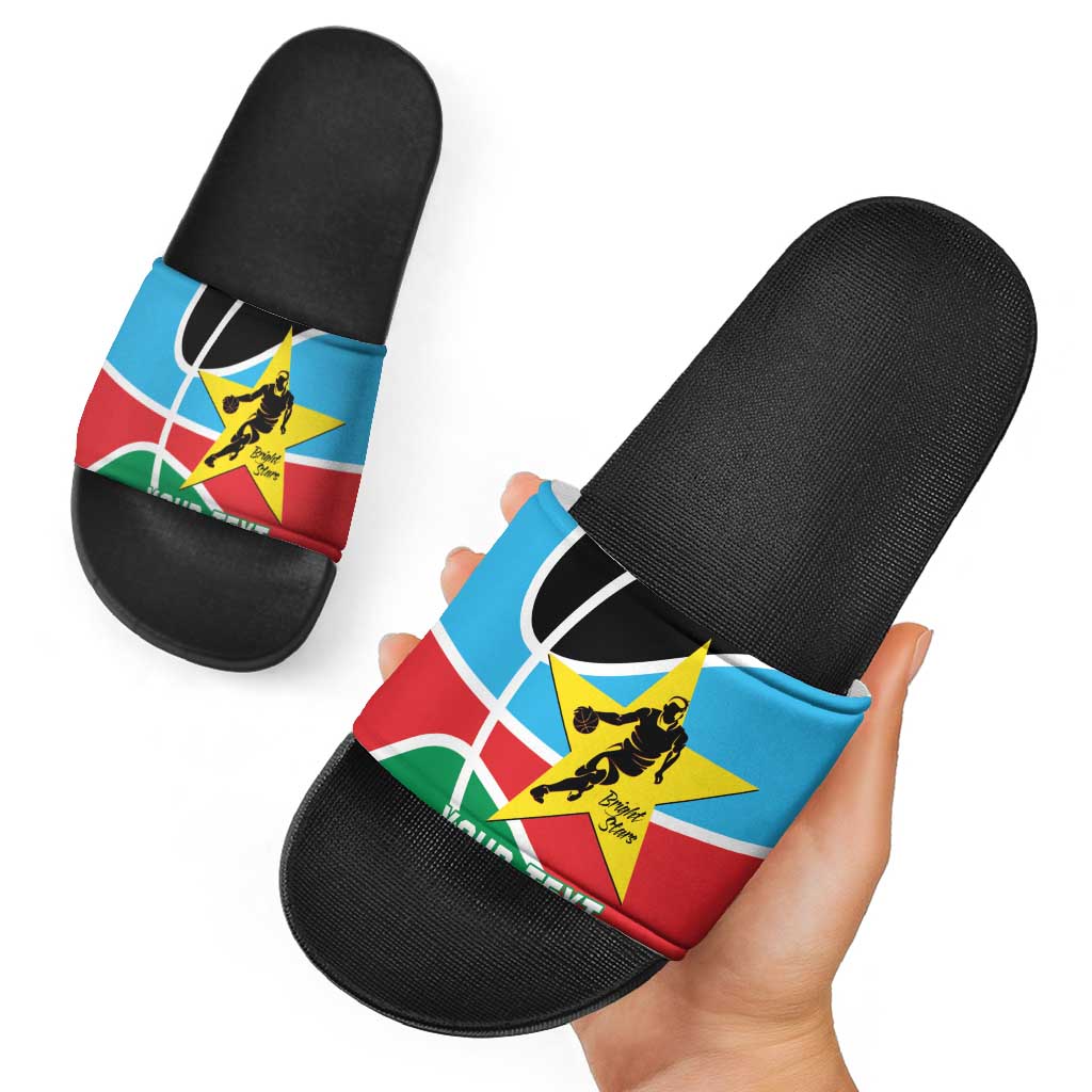 South Sudan Basketball Custom Slide Sandals Come On Bright Stars LT14