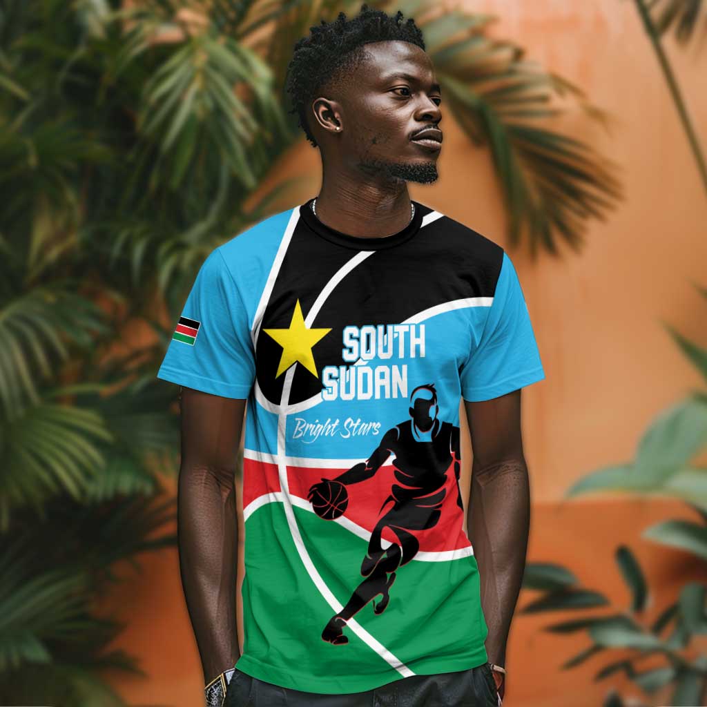Afro Basketball Custom South Sudan T shirt Come On Bright Stars LT14