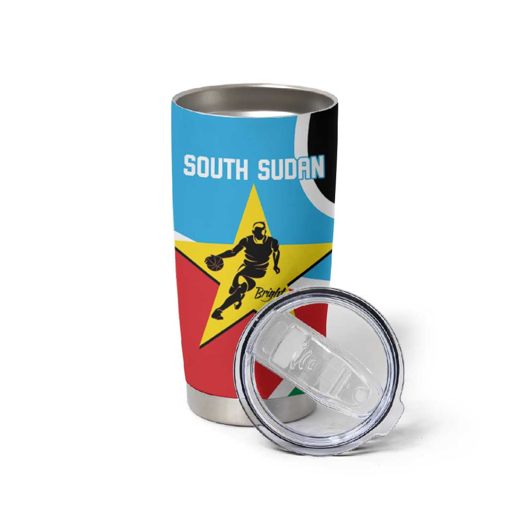 Afro Basketball Custom South Sudan Tumbler Cup Come On Bright Stars LT14