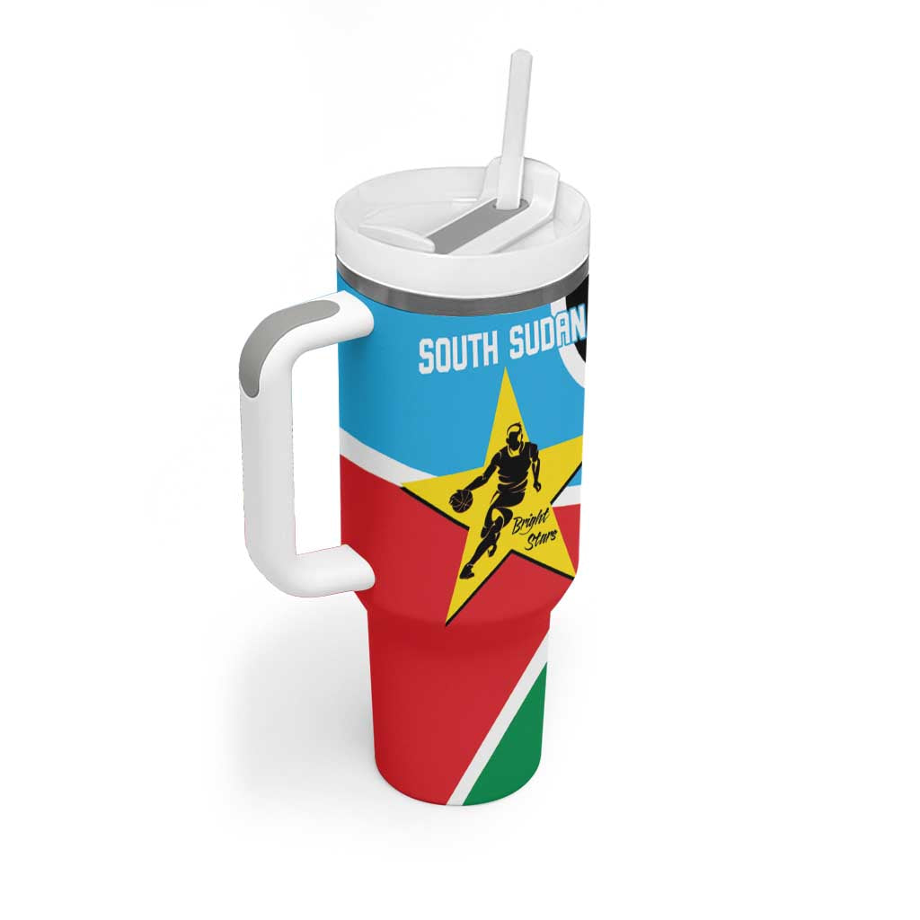 Afro Basketball Custom South Sudan Tumbler With Handle Come On Bright Stars LT14