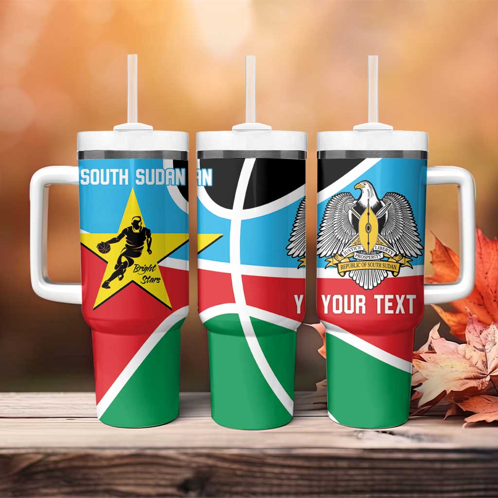 Afro Basketball Custom South Sudan Tumbler With Handle Come On Bright Stars LT14