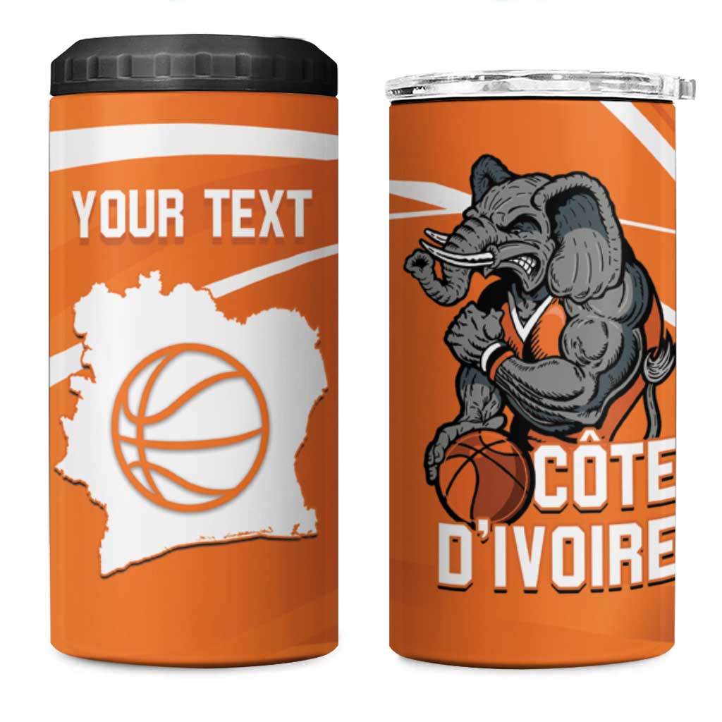 Afro Basketball Custom Ivory Coast 4 in 1 Can Cooler Tumbler Allez Les Elephants LT14