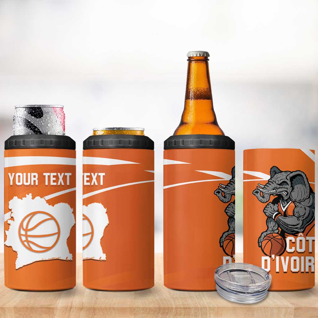 Afro Basketball Custom Ivory Coast 4 in 1 Can Cooler Tumbler Allez Les Elephants LT14