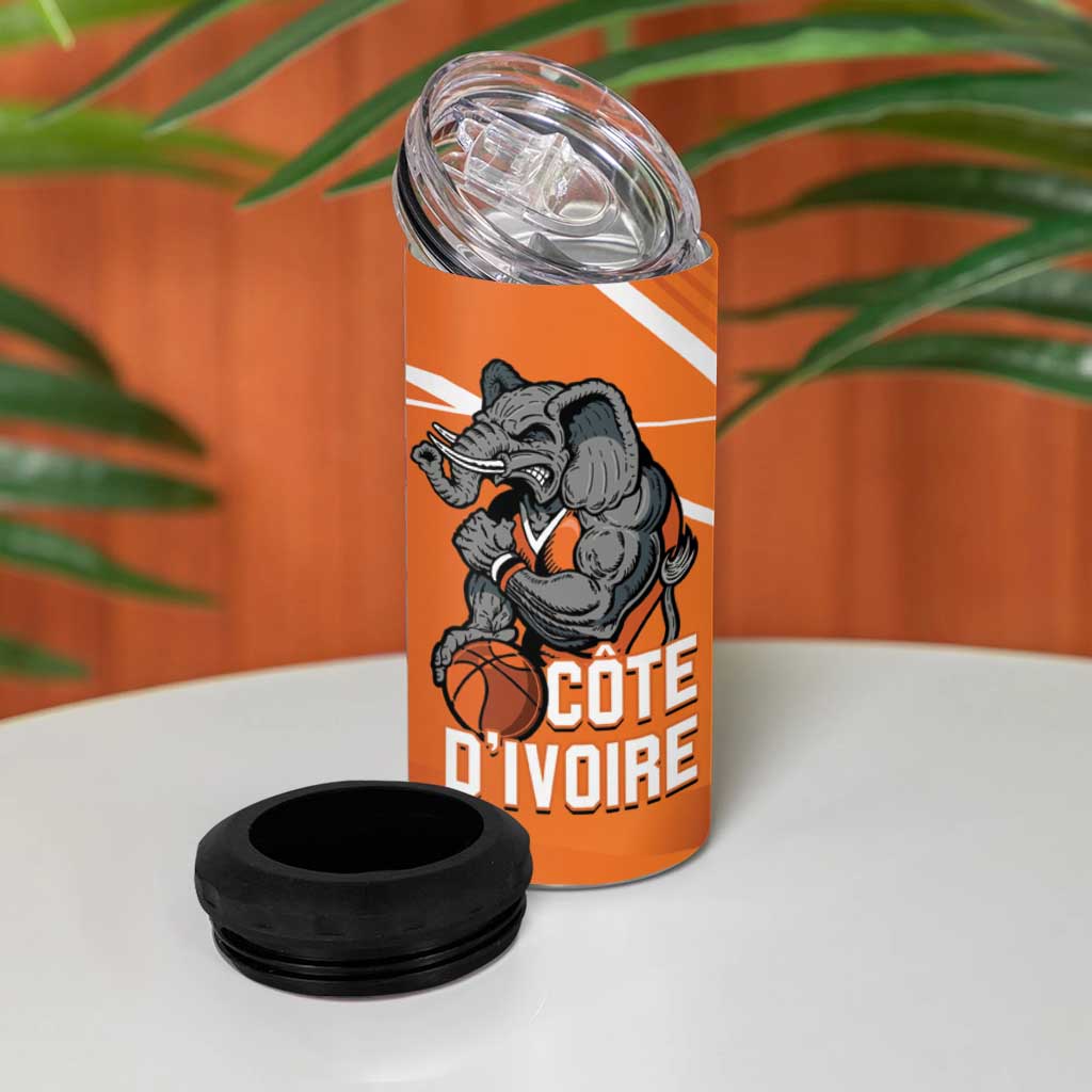 Afro Basketball Custom Ivory Coast 4 in 1 Can Cooler Tumbler Allez Les Elephants LT14