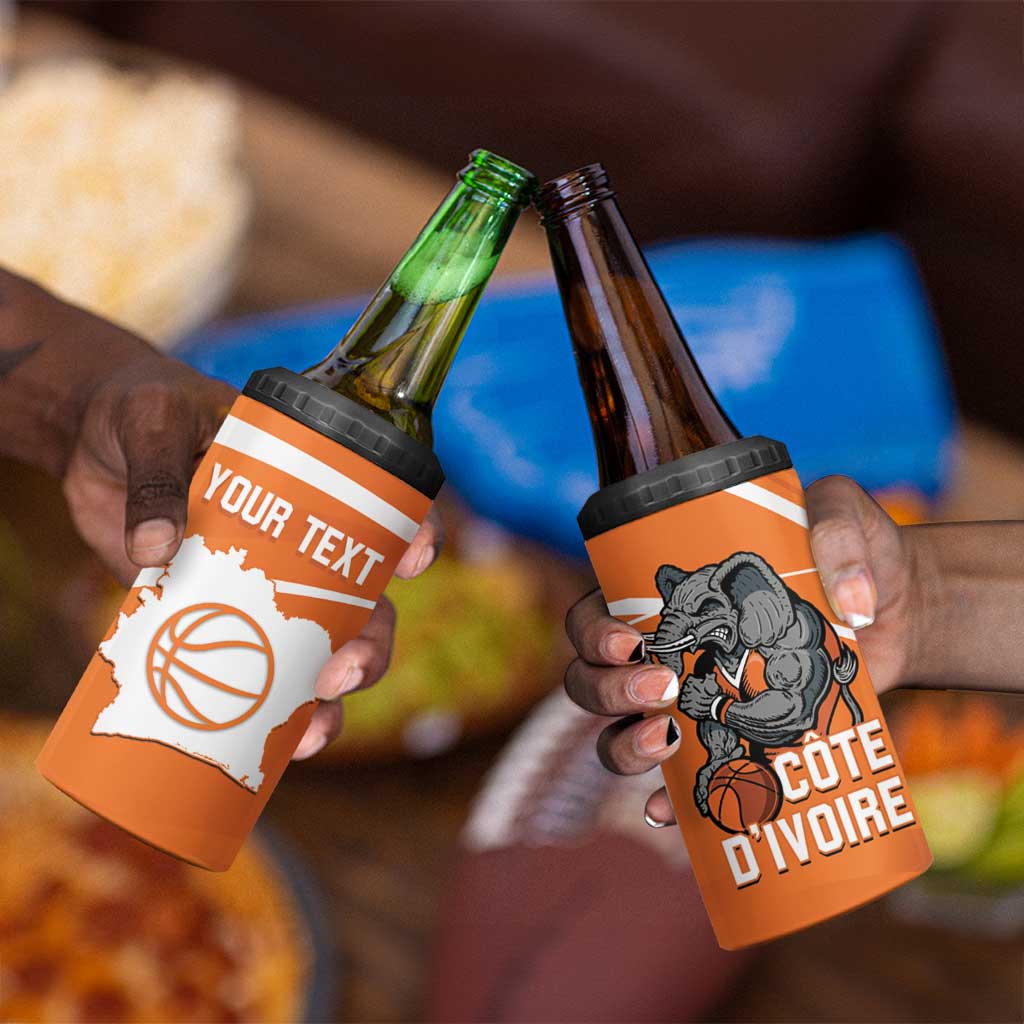 Afro Basketball Custom Ivory Coast 4 in 1 Can Cooler Tumbler Allez Les Elephants LT14