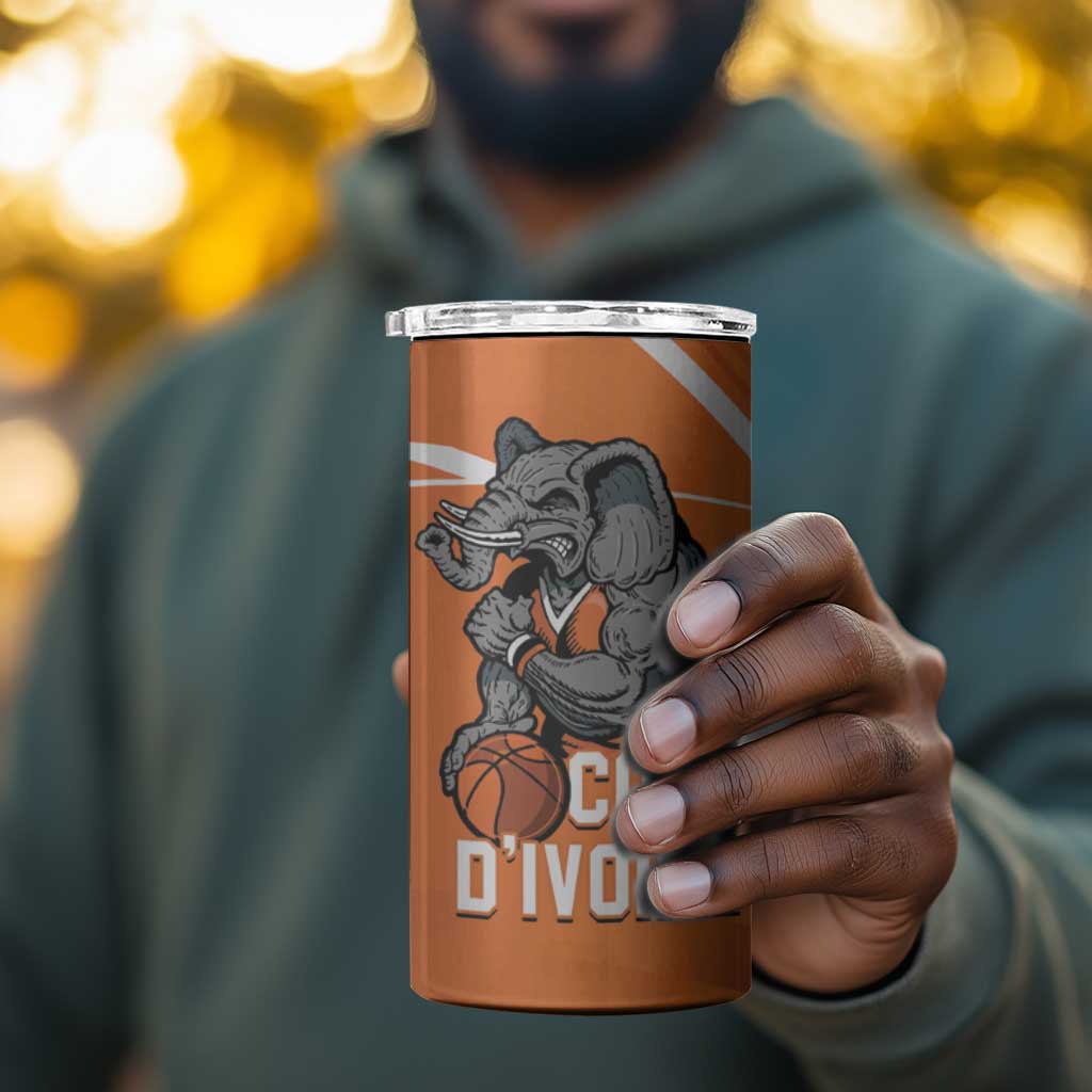 Afro Basketball Custom Ivory Coast 4 in 1 Can Cooler Tumbler Allez Les Elephants LT14