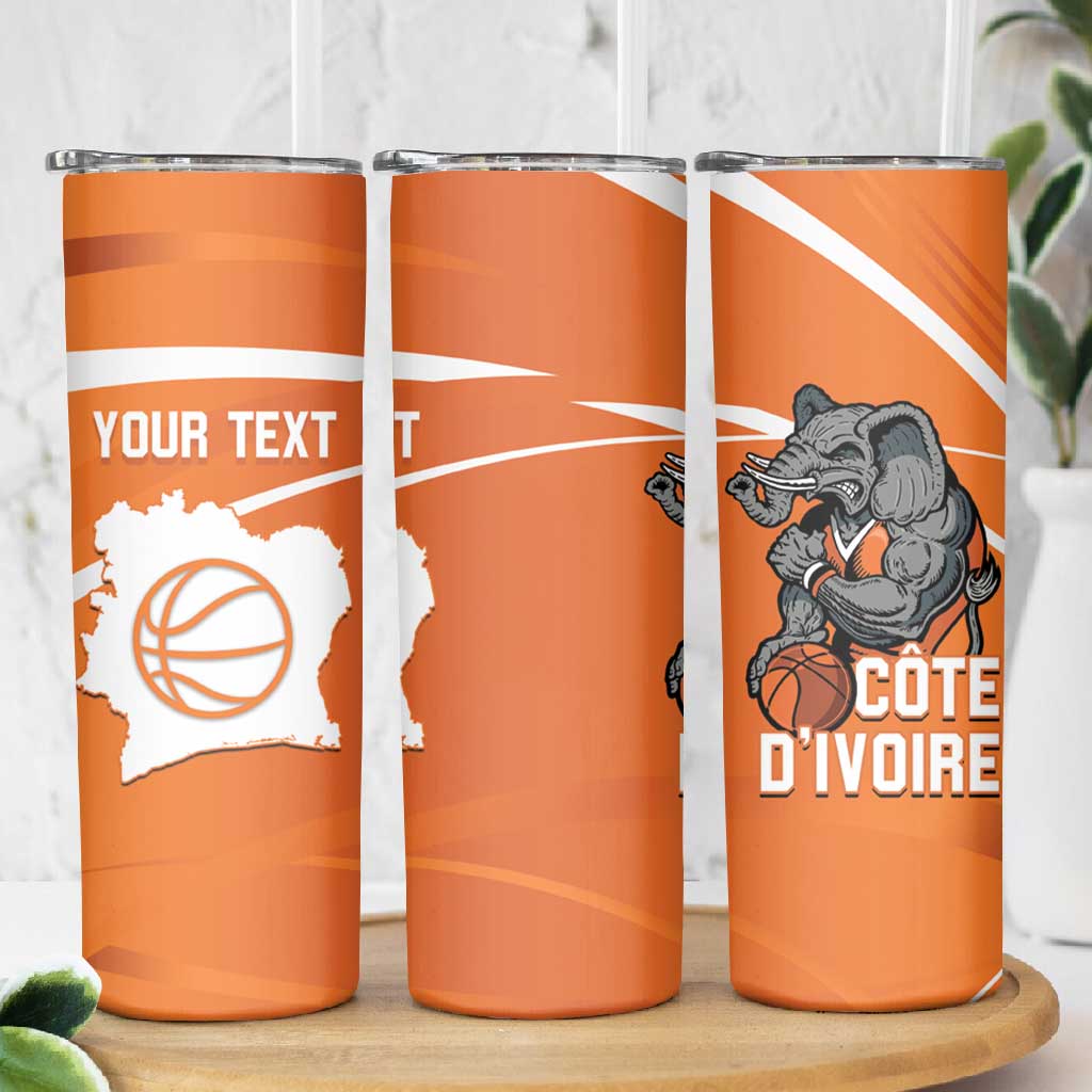 Afro Basketball Custom Ivory Coast Skinny Tumbler Allez Les Elephants LT14