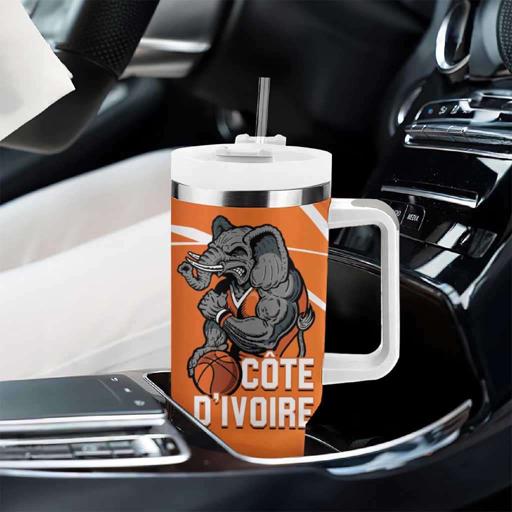 Afro Basketball Custom Ivory Coast Tumbler With Handle Allez Les Elephants LT14