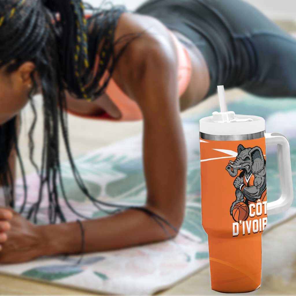 Afro Basketball Custom Ivory Coast Tumbler With Handle Allez Les Elephants LT14