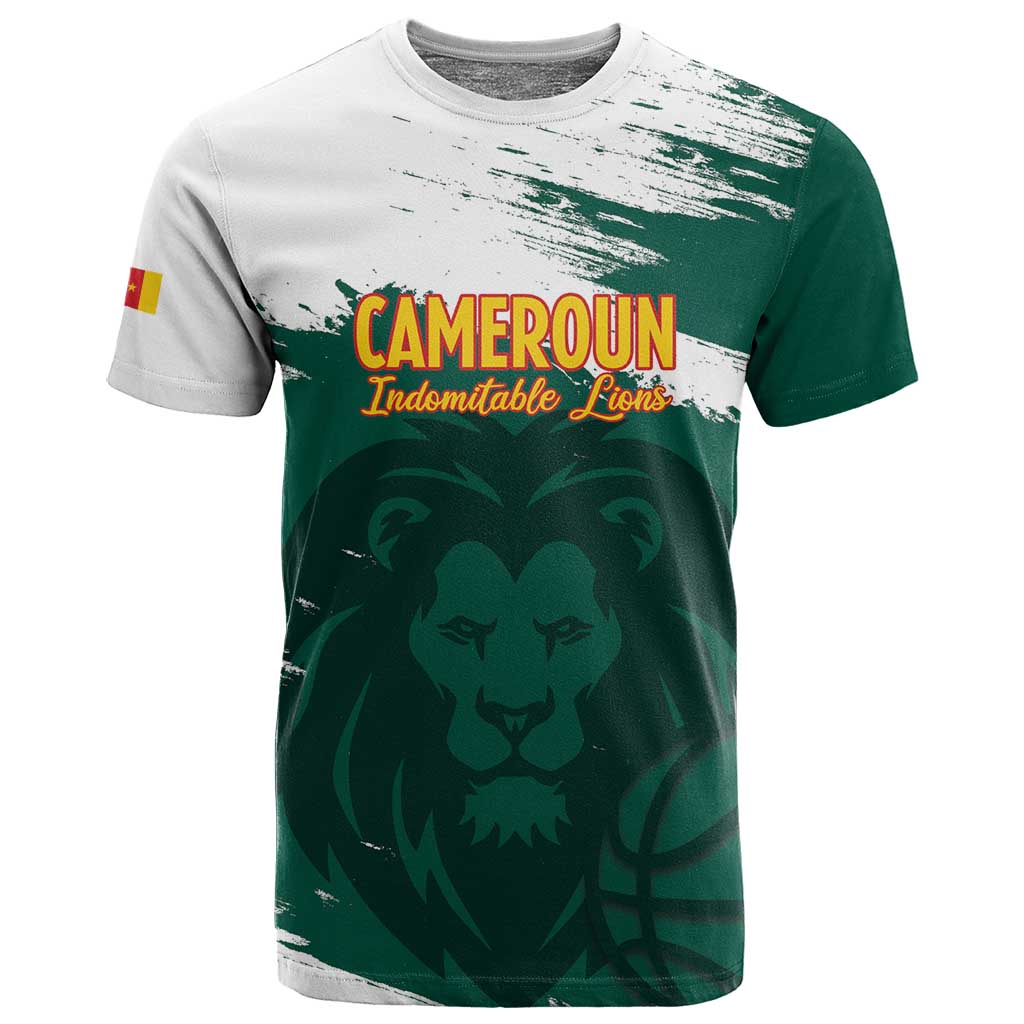 Afro Basketball Custom Cameroon T shirt Come On Indomitable Lions LT14