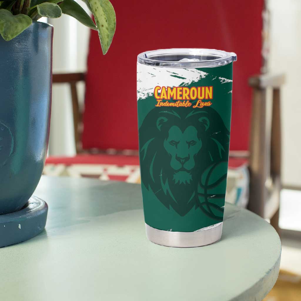 Afro Basketball Custom Cameroon Tumbler Cup Come On Indomitable Lions LT14