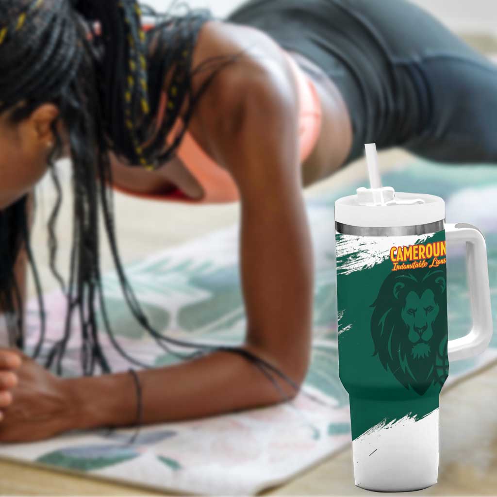 Afro Basketball Custom Cameroon Tumbler With Handle Come On Indomitable Lions LT14