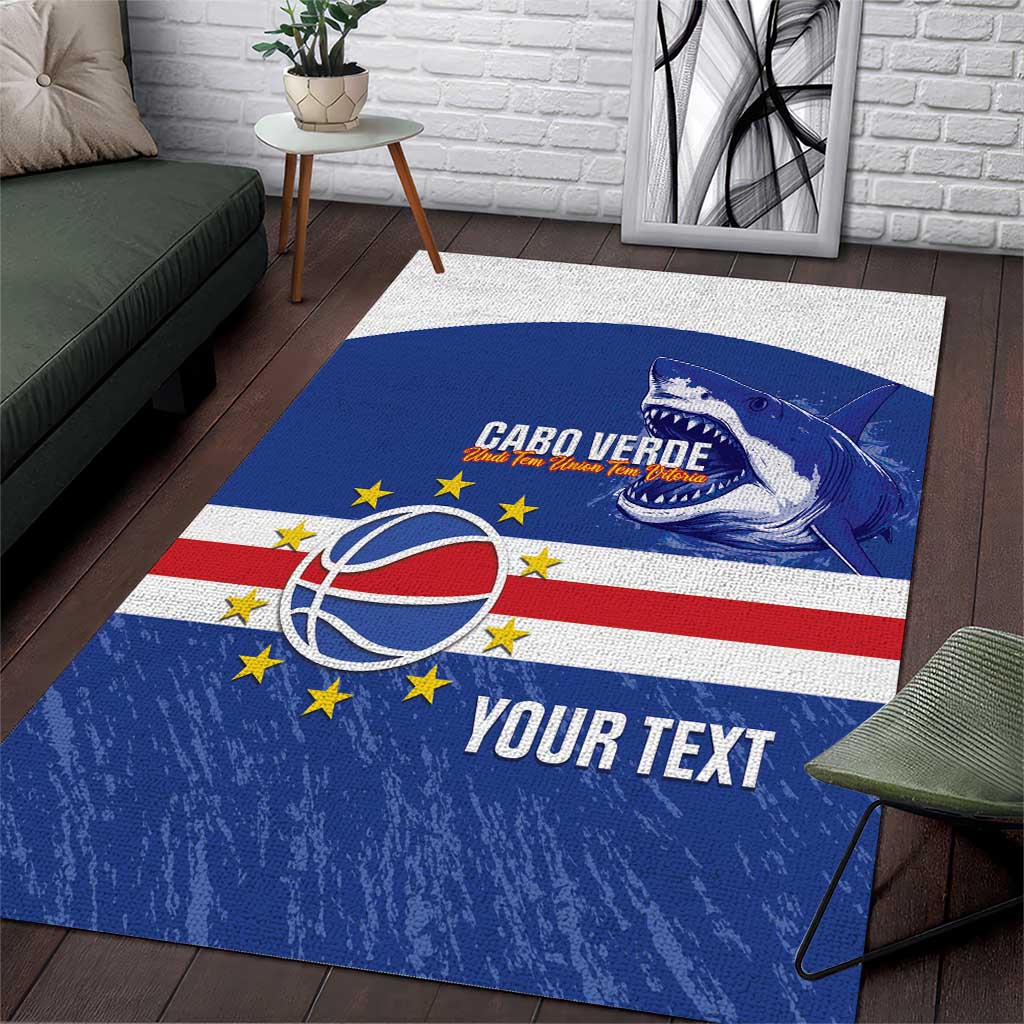 Afro Basketball Custom Cape Verde Area Rug Come On Blue Sharks LT14