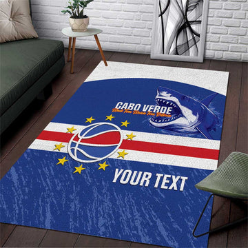 Afro Basketball Custom Cape Verde Area Rug Come On Blue Sharks LT14