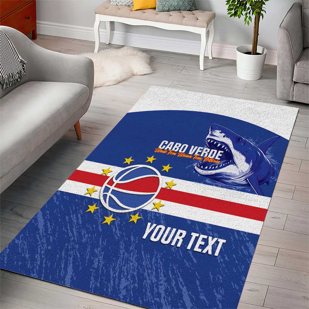 Afro Basketball Custom Cape Verde Area Rug Come On Blue Sharks LT14