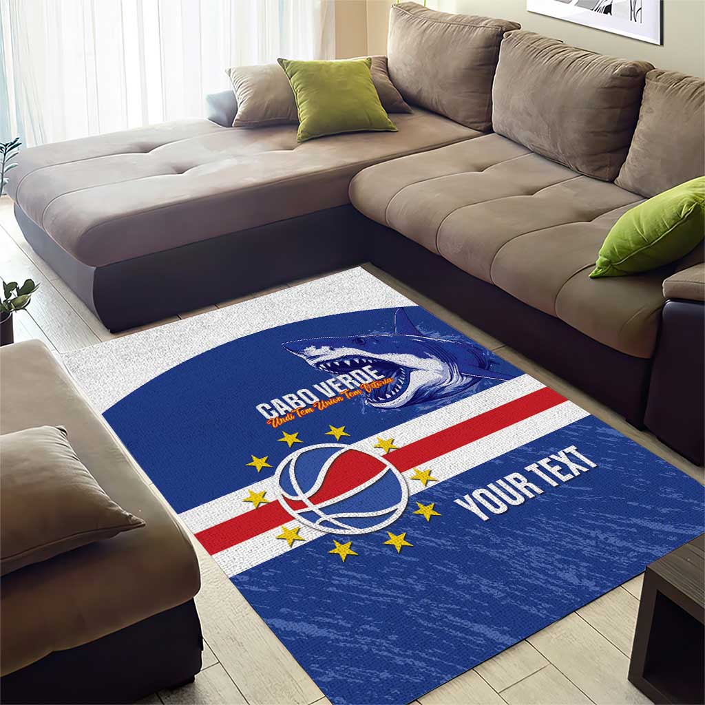 Afro Basketball Custom Cape Verde Area Rug Come On Blue Sharks LT14
