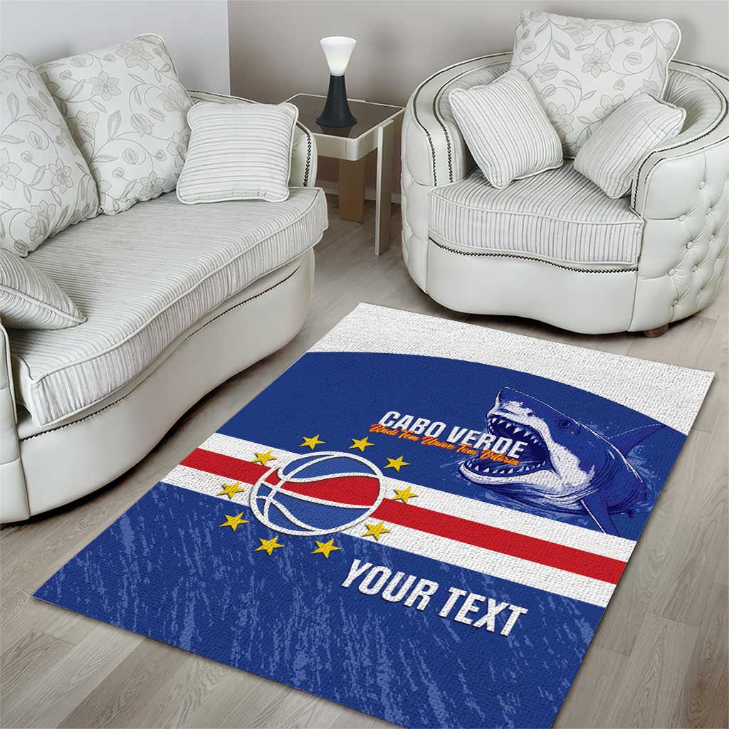 Afro Basketball Custom Cape Verde Area Rug Come On Blue Sharks LT14