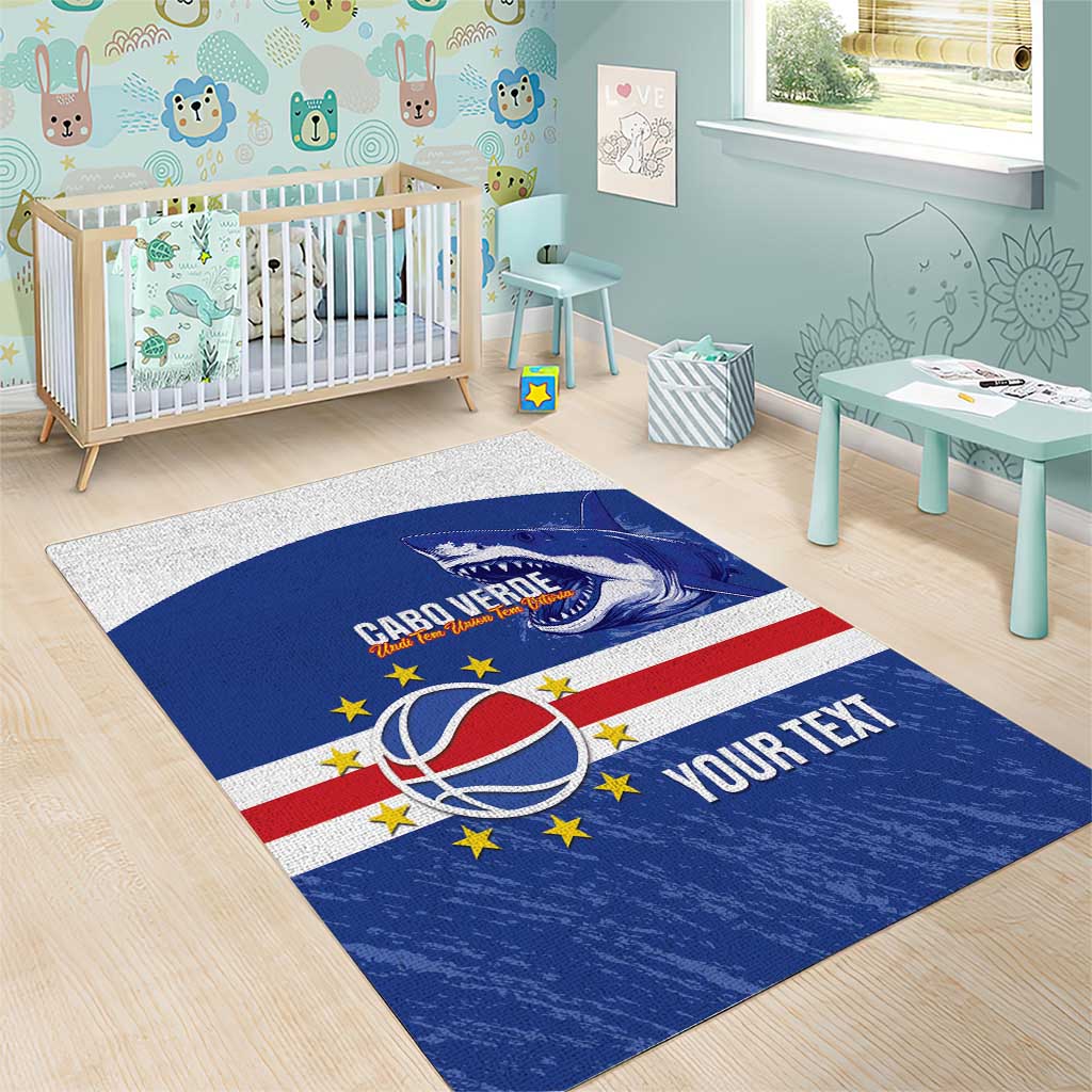 Afro Basketball Custom Cape Verde Area Rug Come On Blue Sharks LT14