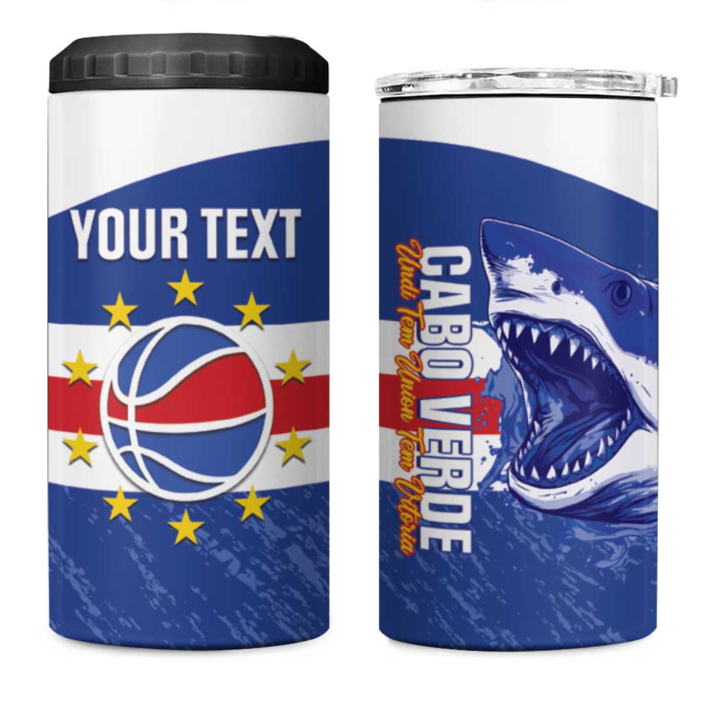 Afro Basketball Custom Cape Verde 4 in 1 Can Cooler Tumbler Come On Blue Sharks LT14