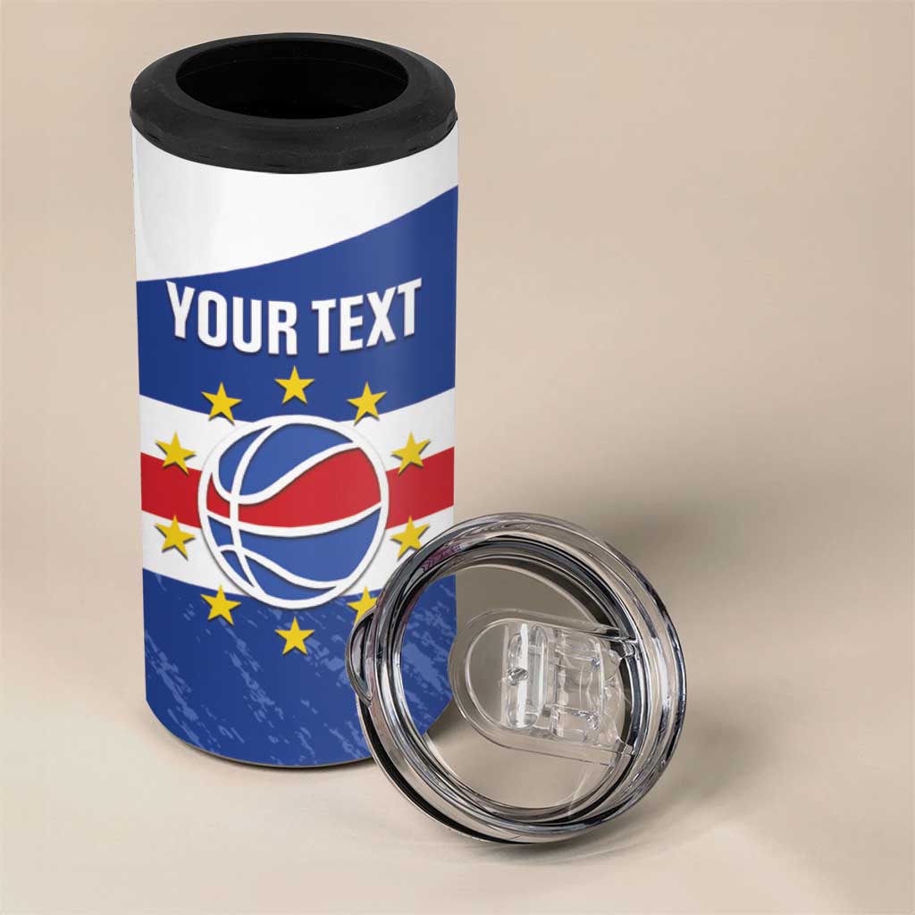 Afro Basketball Custom Cape Verde 4 in 1 Can Cooler Tumbler Come On Blue Sharks LT14
