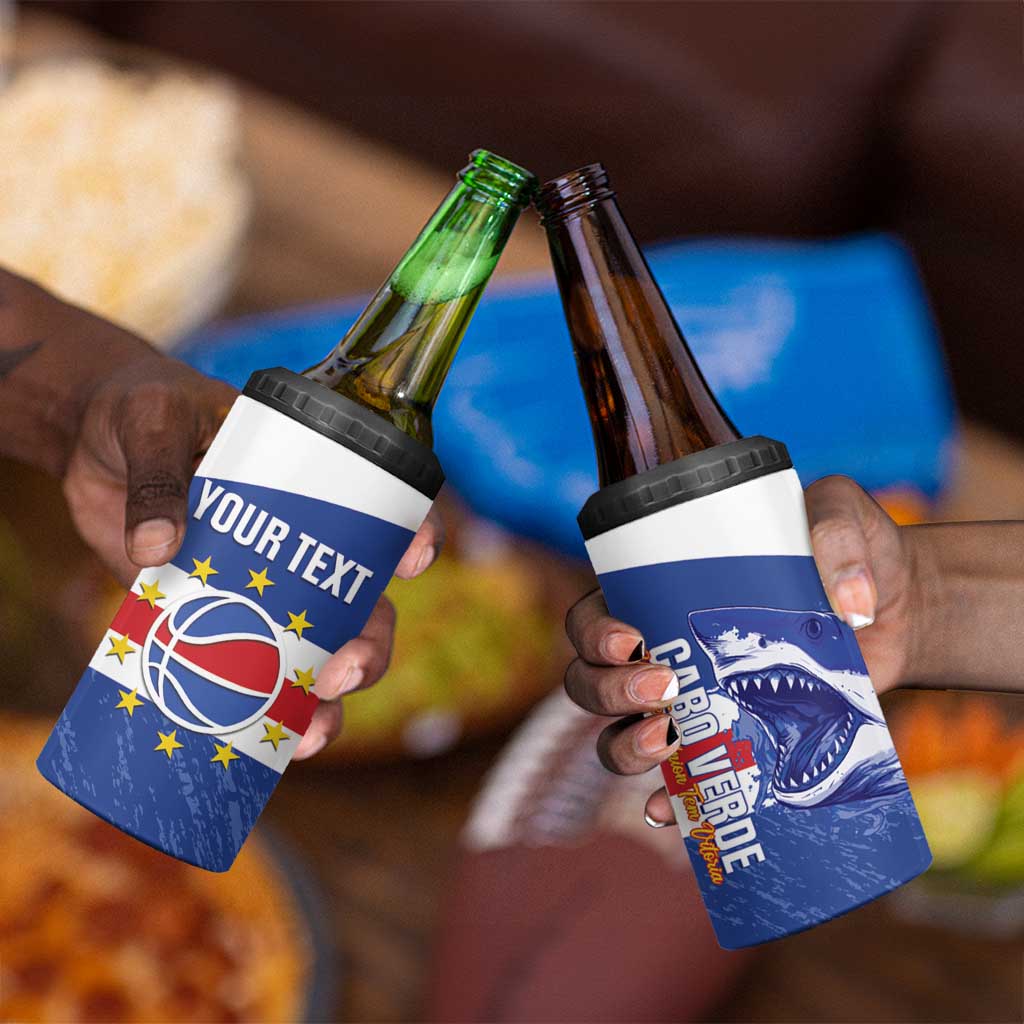 Afro Basketball Custom Cape Verde 4 in 1 Can Cooler Tumbler Come On Blue Sharks LT14