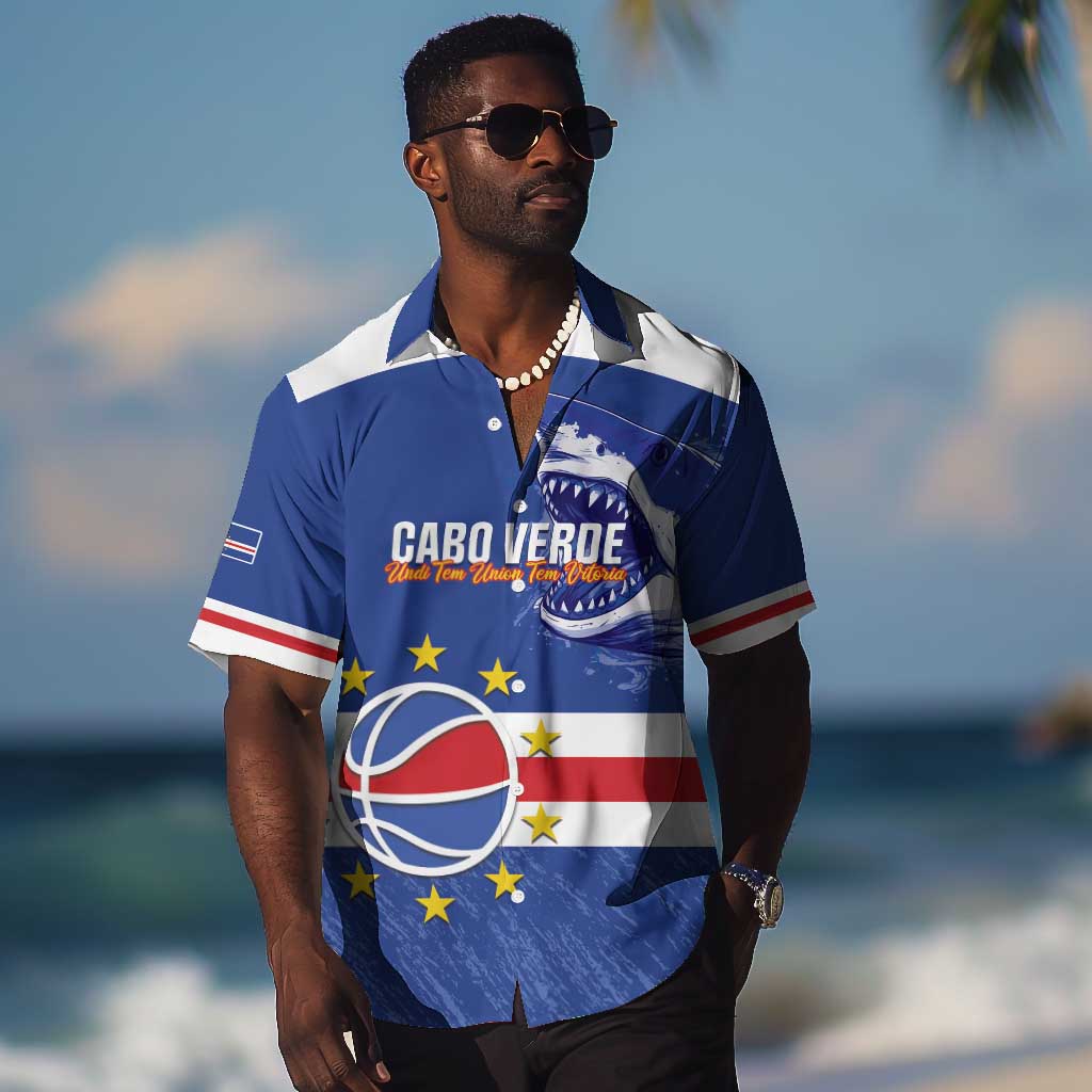 Afro Basketball Custom Cape Verde Hawaiian Shirt Come On Blue Sharks LT14