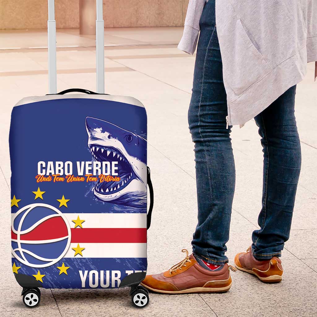 Cape Verde Basketball Custom Luggage Cover Come On Blue Sharks LT14