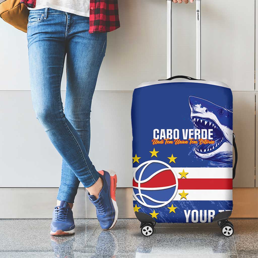 Cape Verde Basketball Custom Luggage Cover Come On Blue Sharks LT14