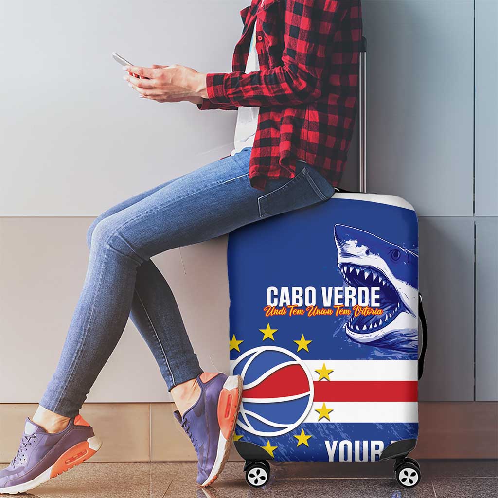 Cape Verde Basketball Custom Luggage Cover Come On Blue Sharks LT14