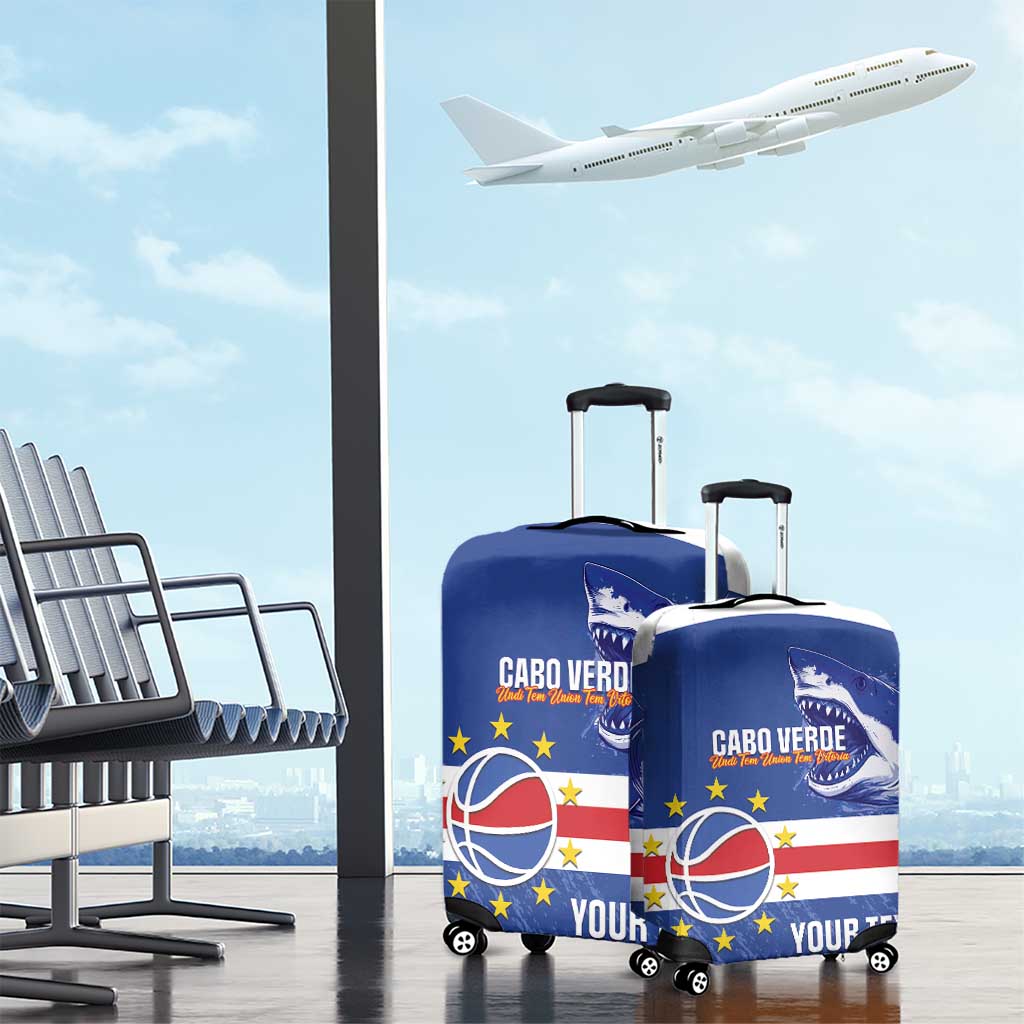 Cape Verde Basketball Custom Luggage Cover Come On Blue Sharks LT14
