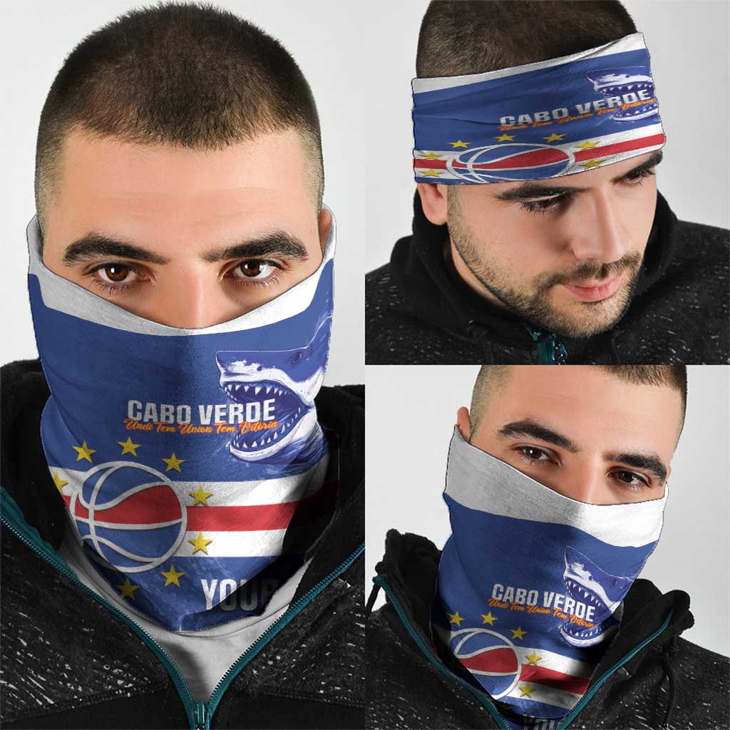 Cape Verde Basketball Custom Neck Gaiter Come On Blue Sharks LT14
