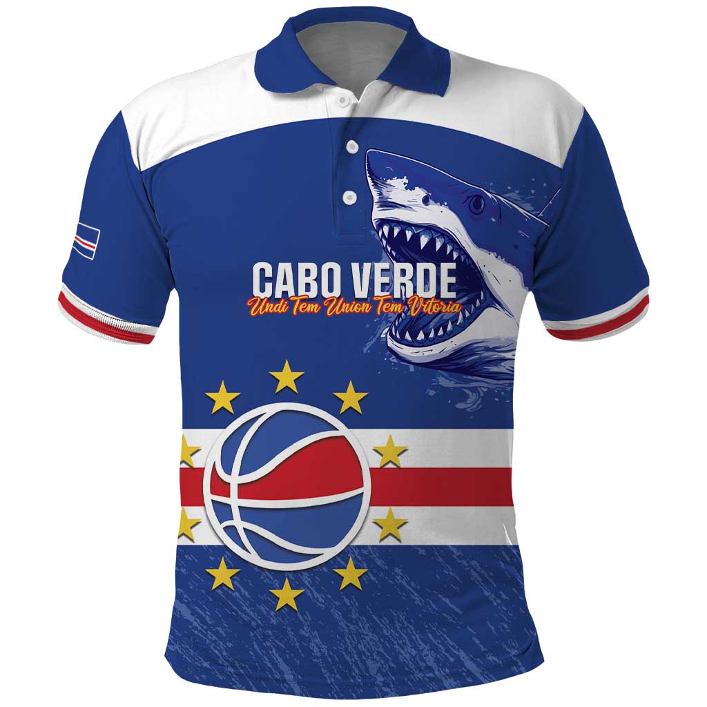 Cape Verde Basketball Custom Polo Shirt Come On Blue Sharks LT14