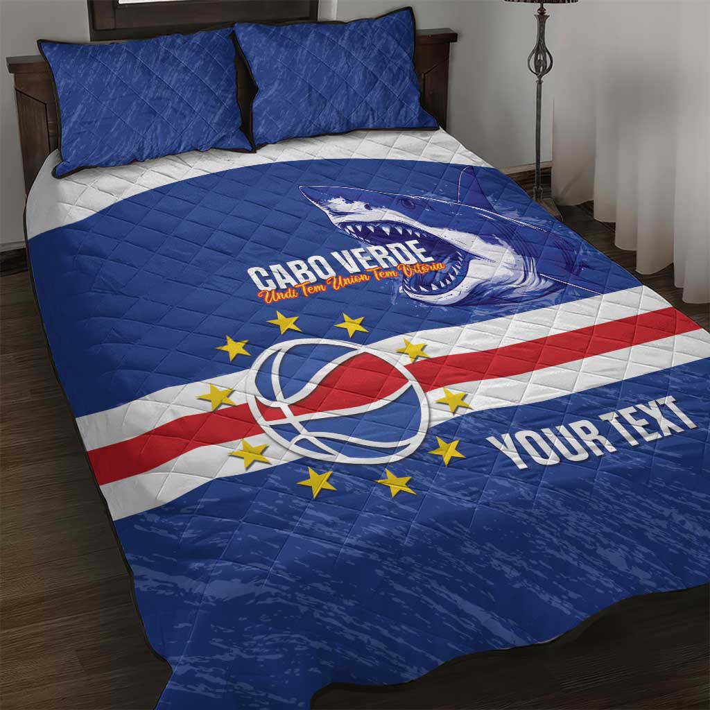 Afro Basketball Custom Cape Verde Quilt Bed Set Come On Blue Sharks LT14