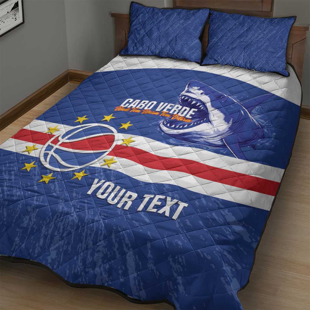 Afro Basketball Custom Cape Verde Quilt Bed Set Come On Blue Sharks LT14