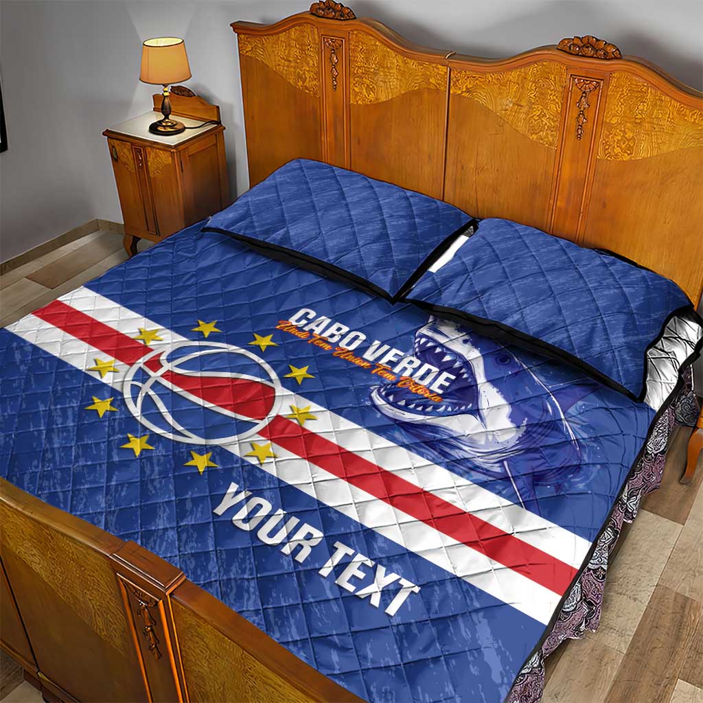 Afro Basketball Custom Cape Verde Quilt Bed Set Come On Blue Sharks LT14