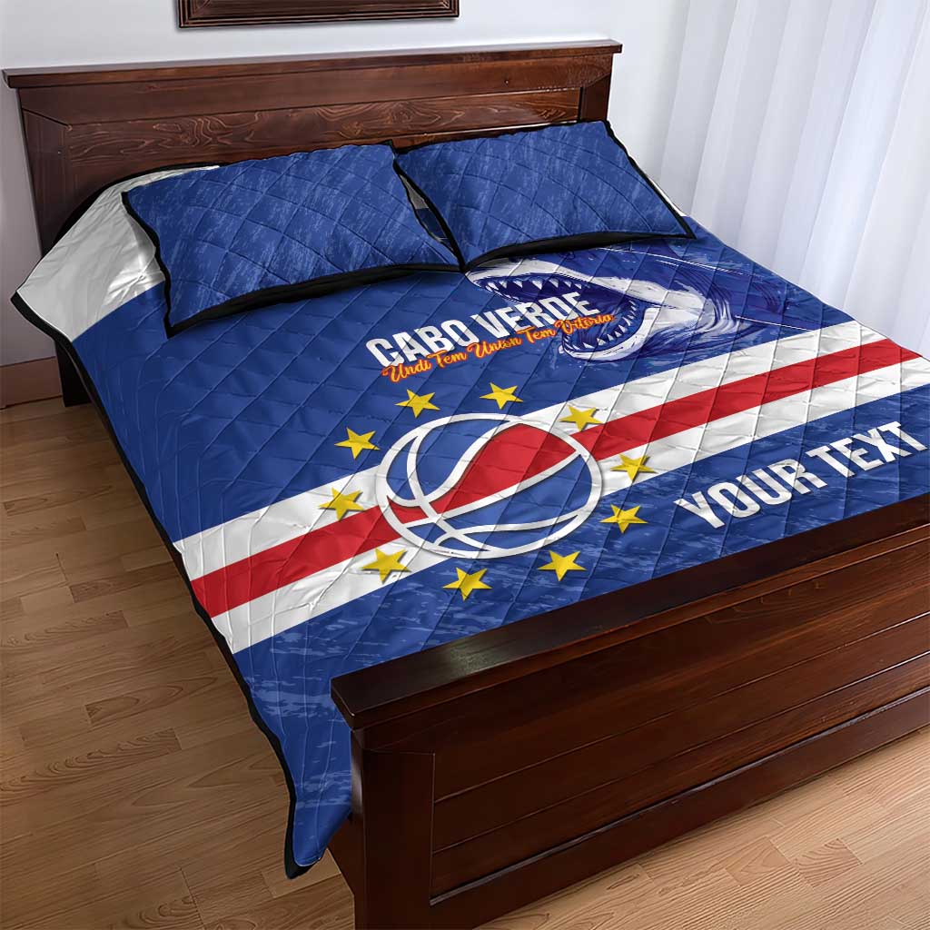 Afro Basketball Custom Cape Verde Quilt Bed Set Come On Blue Sharks LT14