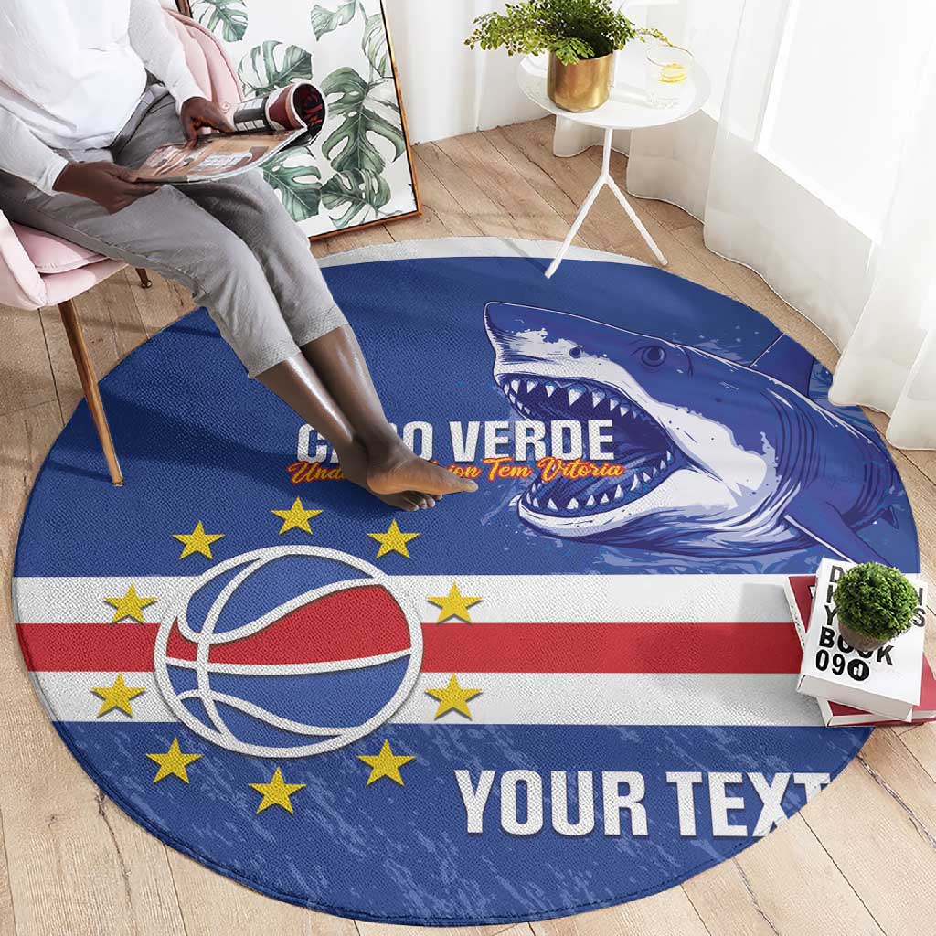 Afro Basketball Custom Cape Verde Round Carpet Come On Blue Sharks LT14