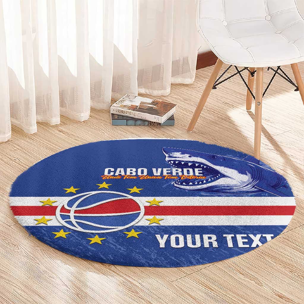 Afro Basketball Custom Cape Verde Round Carpet Come On Blue Sharks LT14