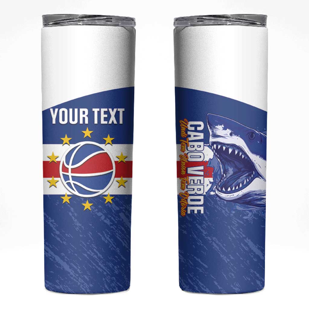 Afro Basketball Custom Cape Verde Skinny Tumbler Come On Blue Sharks LT14