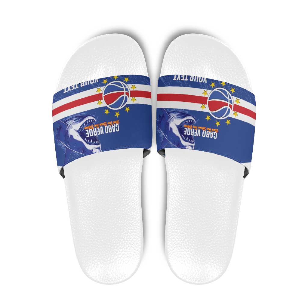 Cape Verde Basketball Custom Slide Sandals Come On Blue Sharks LT14