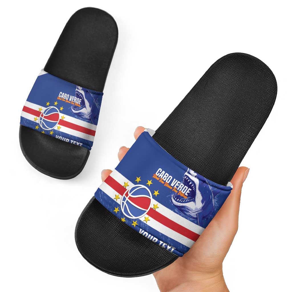Cape Verde Basketball Custom Slide Sandals Come On Blue Sharks LT14
