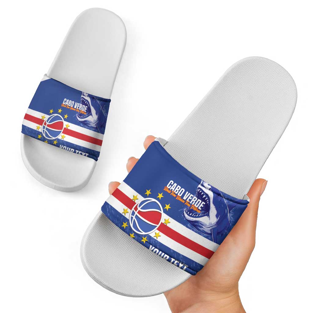 Cape Verde Basketball Custom Slide Sandals Come On Blue Sharks LT14