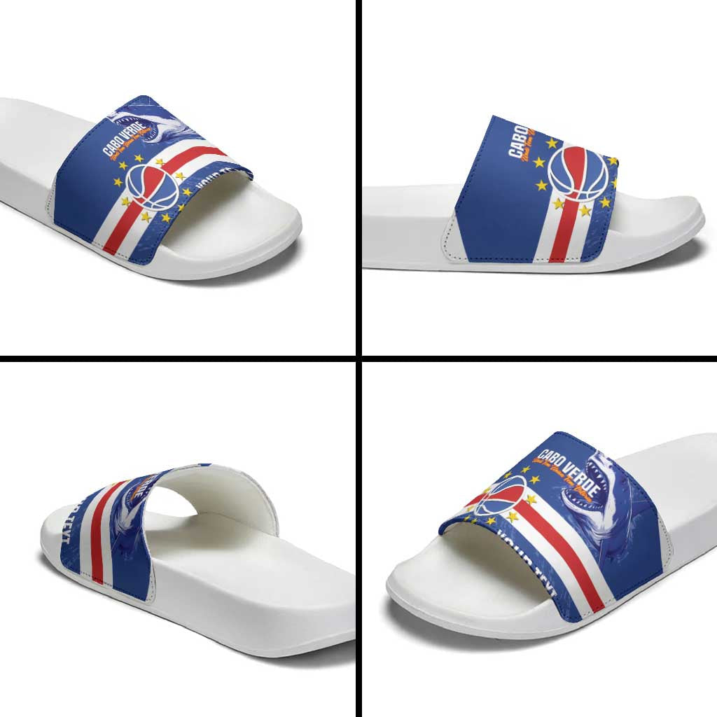 Cape Verde Basketball Custom Slide Sandals Come On Blue Sharks LT14