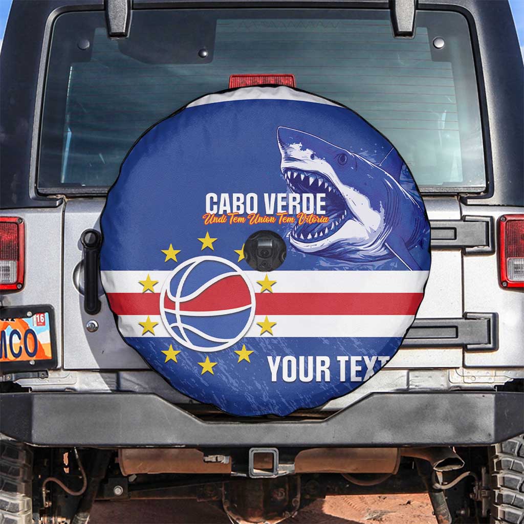 Cape Verde Basketball Custom Spare Tire Cover Come On Blue Sharks LT14