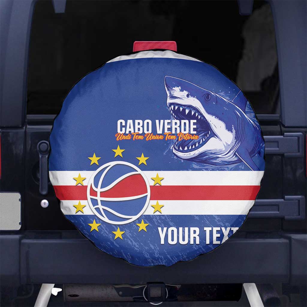Cape Verde Basketball Custom Spare Tire Cover Come On Blue Sharks LT14