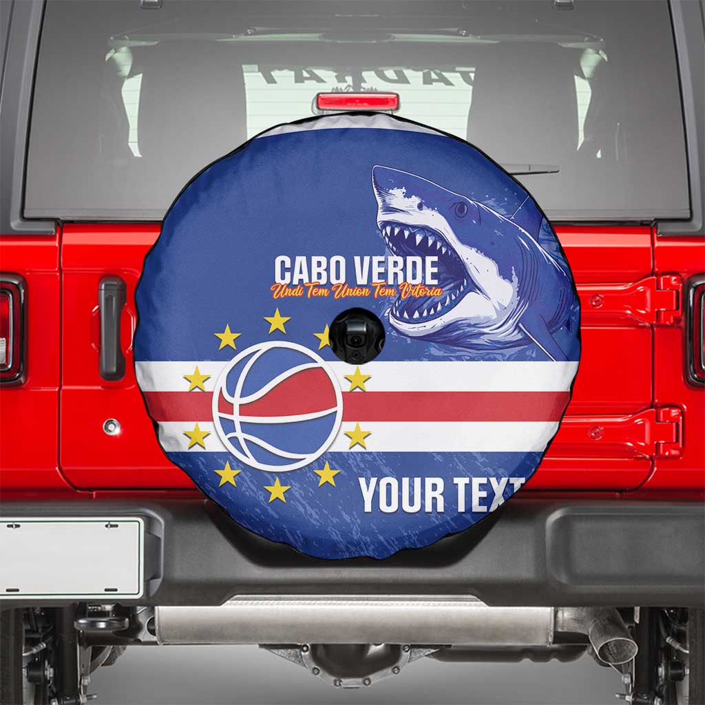 Cape Verde Basketball Custom Spare Tire Cover Come On Blue Sharks LT14