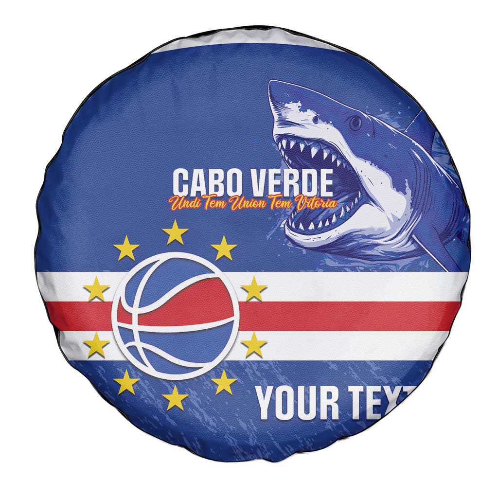 Cape Verde Basketball Custom Spare Tire Cover Come On Blue Sharks LT14